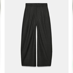 Zara Zw Collection Dark Gray High Waist Wool Balloon Pants Sz-XL
